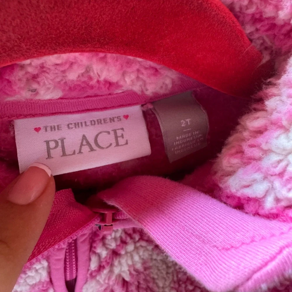 The Children's Place Pink and White fleece sweater